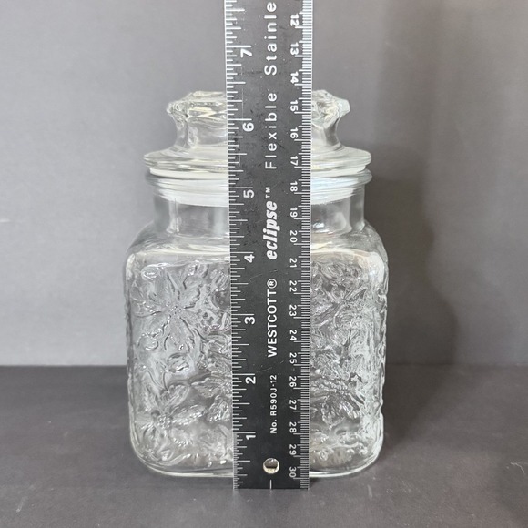 VTG Princess House Med Apothecary Jar W Starburst Lid Textured Clear Glass‎ - Picture 6 of 7